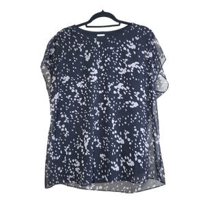 Cabi Womens‎ Medium Black Layered Top Cosmos Night Sky Style 3597 Short Sleeve